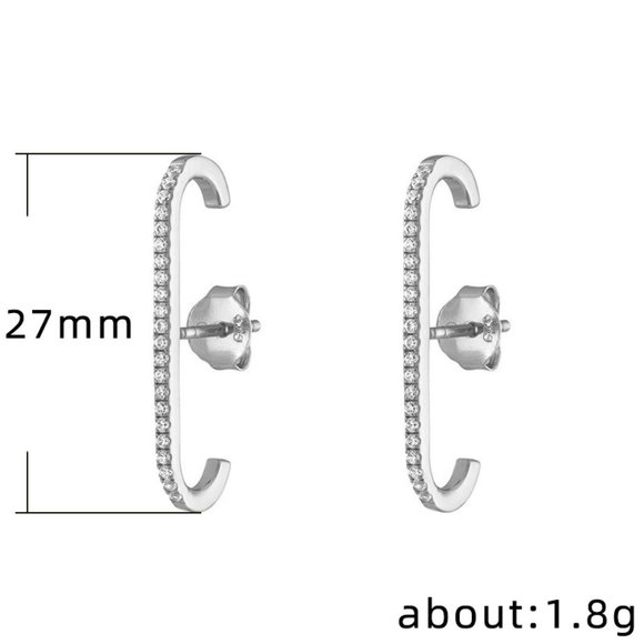 Unisex C-shaped Temperament Feature Charm Stud Earrings, MARR9259 - Picture 2 of 2